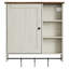 Armoire de rangement murale pour salle de bain avec barre à serviettes et crochets