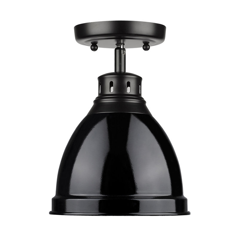 Plafonnier semi-encastré d'extérieur 1 lumière Bowdoinham, Noir, Noir mat