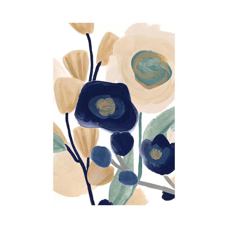 Blue Poppy Cascade I by June Erica Vess - Wrapped Canvas Painting, 30.48cm H x 20.32cm W x 1.905cm D