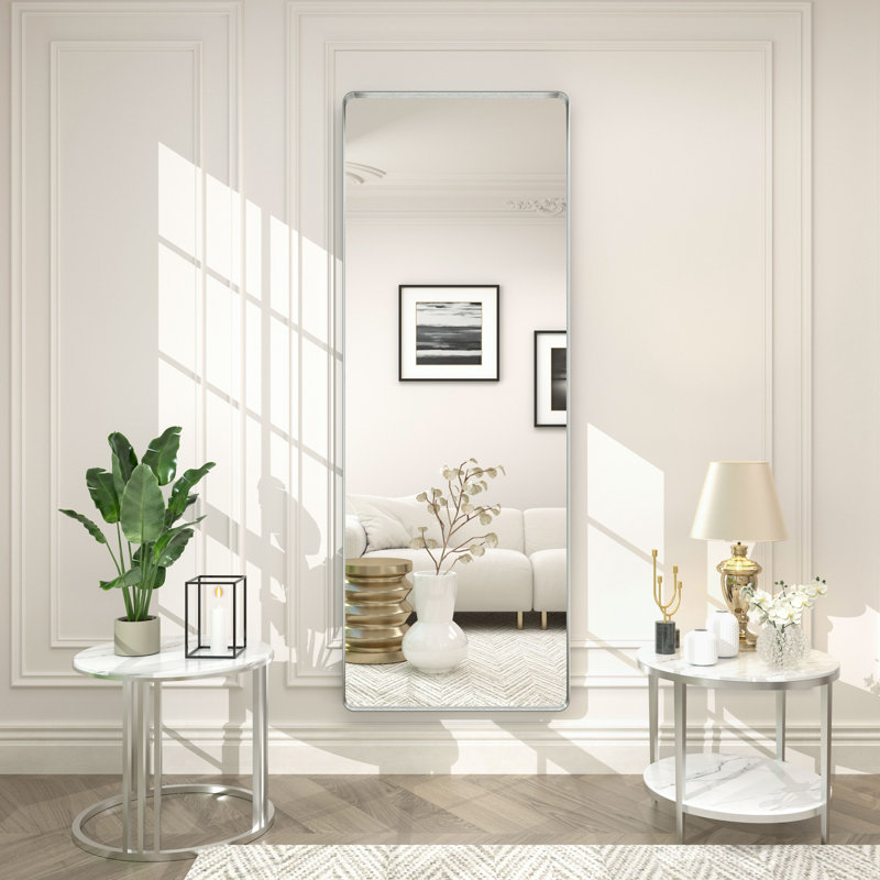 Miroir mural Aevar, 65 po x 22 po, Argent brossé