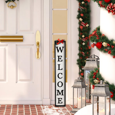 Pancarte de bienvenue avec pin et nœud Welcome Christmas - 35,75 po