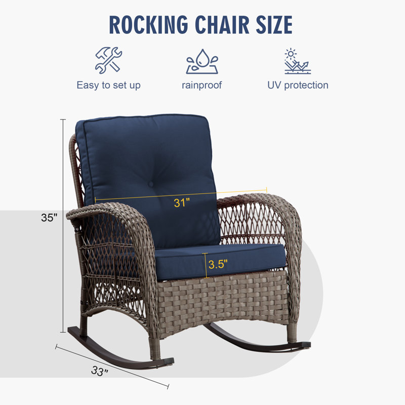 Weather-Resistant Rattan Outdoor Chair - PE Rattan, Steel Frame & Plush Cushions, Blue