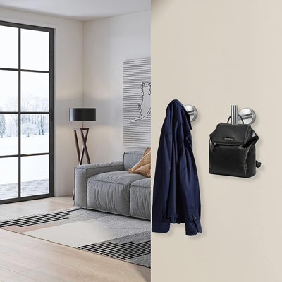 SUS 304 Stainless Steel Towel & Robe Hooks – Heavy-Duty Wall Mounted Coat Hook Set, Brushed Nickel