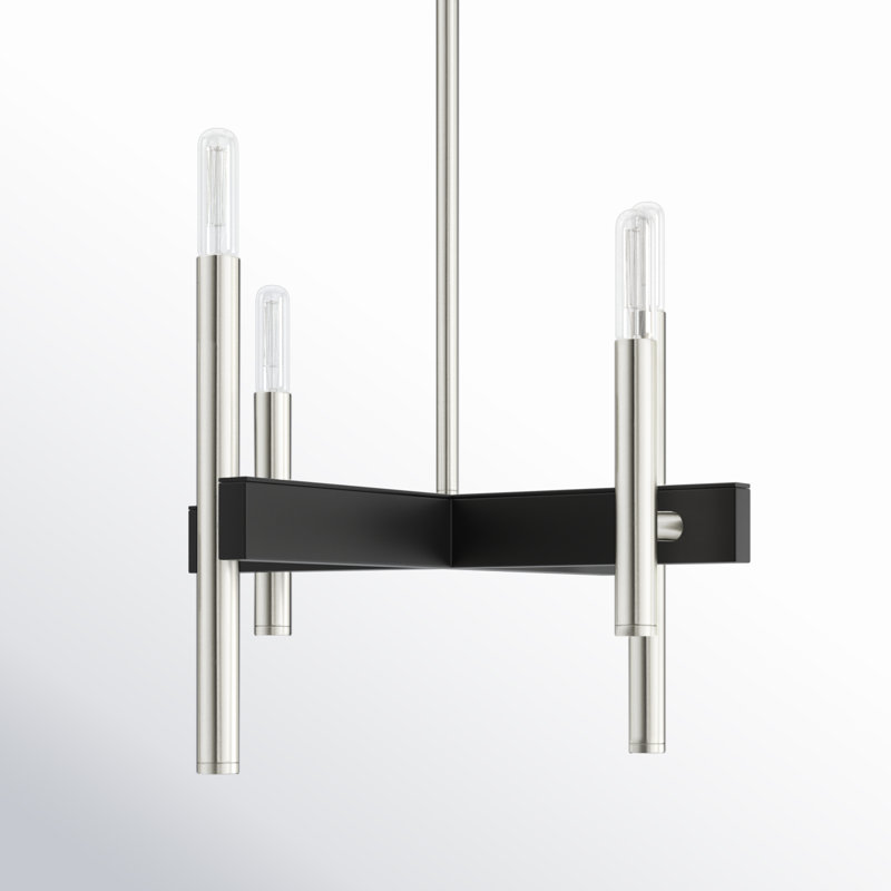 Lustre linéaire moderne à 4 lumières Azan, Nickel brossé