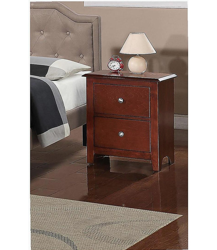 Table de chevet à 2 tiroirs en cerisier pour la chambre à coucher, Cerisier