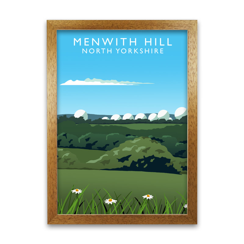 Menwith Hill North Yorkshire by Richard O'Neill - Single Picture Frame Print, 42cm H x 29.7cm W x 3cm D, Honey Oak