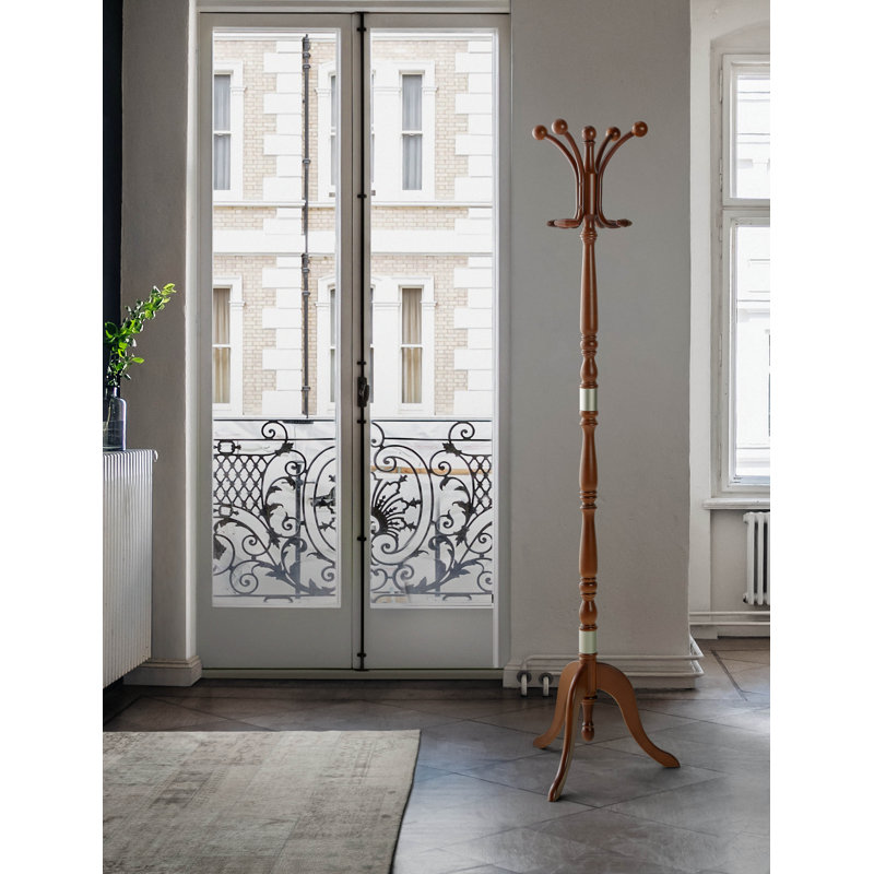 Schloss Freestanding 4 - Hook Coat Rack, Walnut