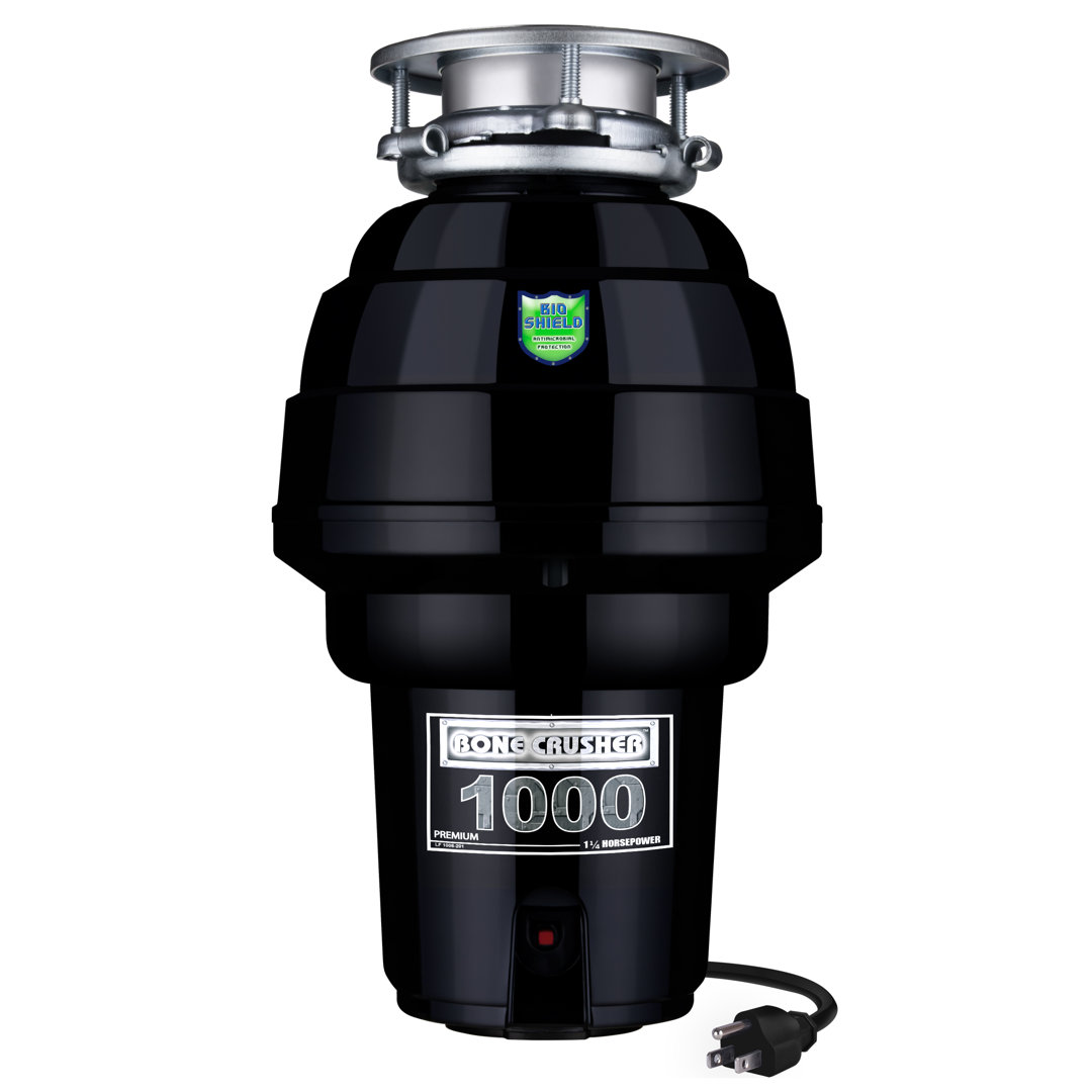 Bonecrusher 1.25 HP Continuous Feed Garbage Disposal with Quiet Motor, Power Cord, Universal Mount Bone Crusher