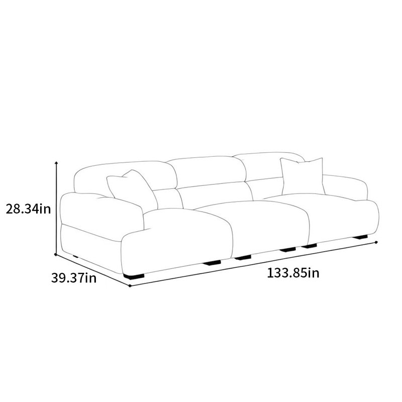Canapé en tissu italien de style crème italien, H 28,34 po x l 133,85 po x P 39,37 po, 5