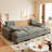 104.7" U-Shaped Sleeper Sofa Sectional With Pull-Out Bed, Chaise Lounge & Usb Ports - Grey - Oversized Modular Couch For Living Room-1976523835