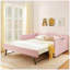 Lit de jour en vichy pleine grandeur avec gigogne gigogne et poche de rangement, structure en bois massif, rose-679049822-679049809