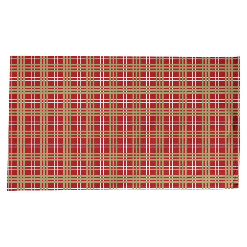 Nappe en mélange de coton à carreaux, Rouge / blanc / or