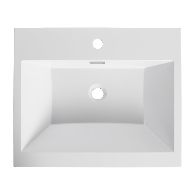 Lavabo en résine de 61 cm pour salle de bain, fini blanc lustré, garantissant une grande durabilité. Lavabo de salle de bain blanc, avec revêtement intérieur et caractéristiques de longue durée.