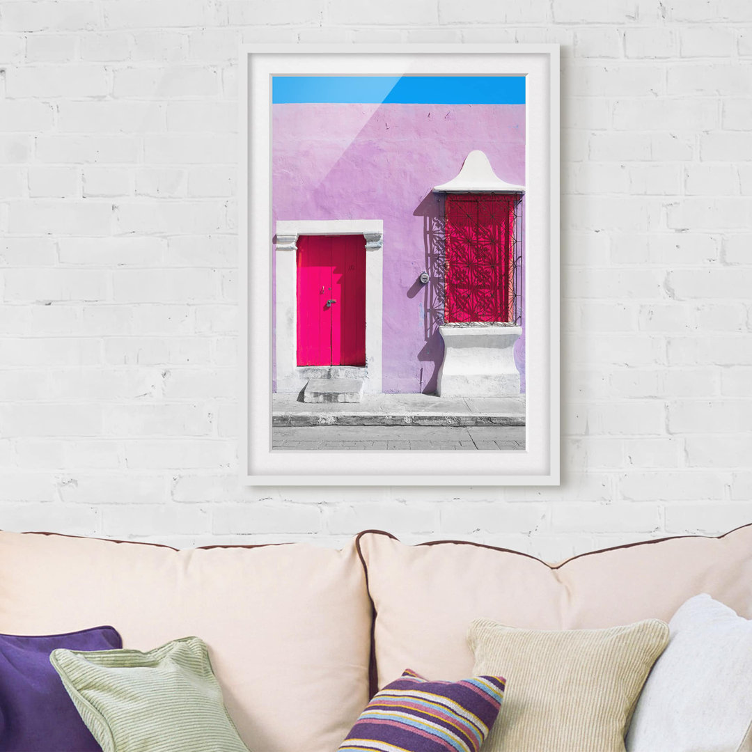 Gerahmtes Poster Pink Facade Pink Door