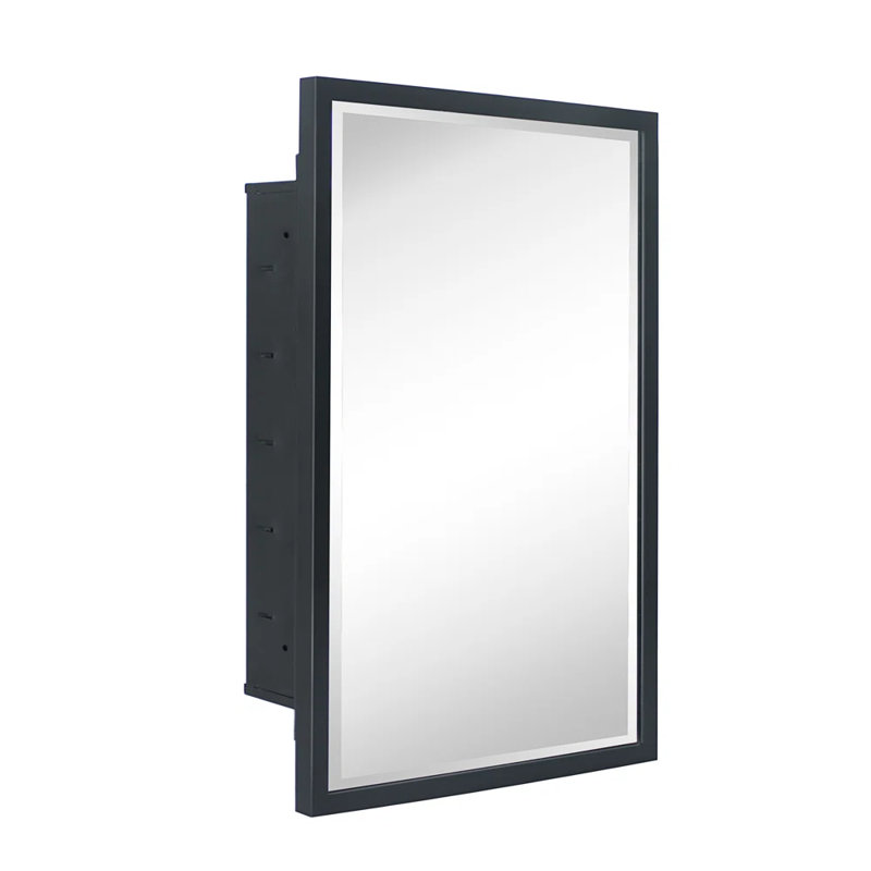Armoire à pharmacie encastrée avec 2 tablettes réglables, Noir mat