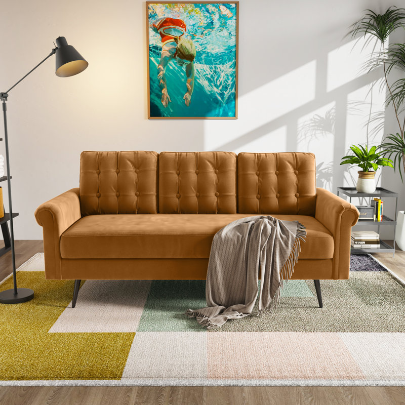 Canapé rembourré 74 po, Gingembre 100% polyester
