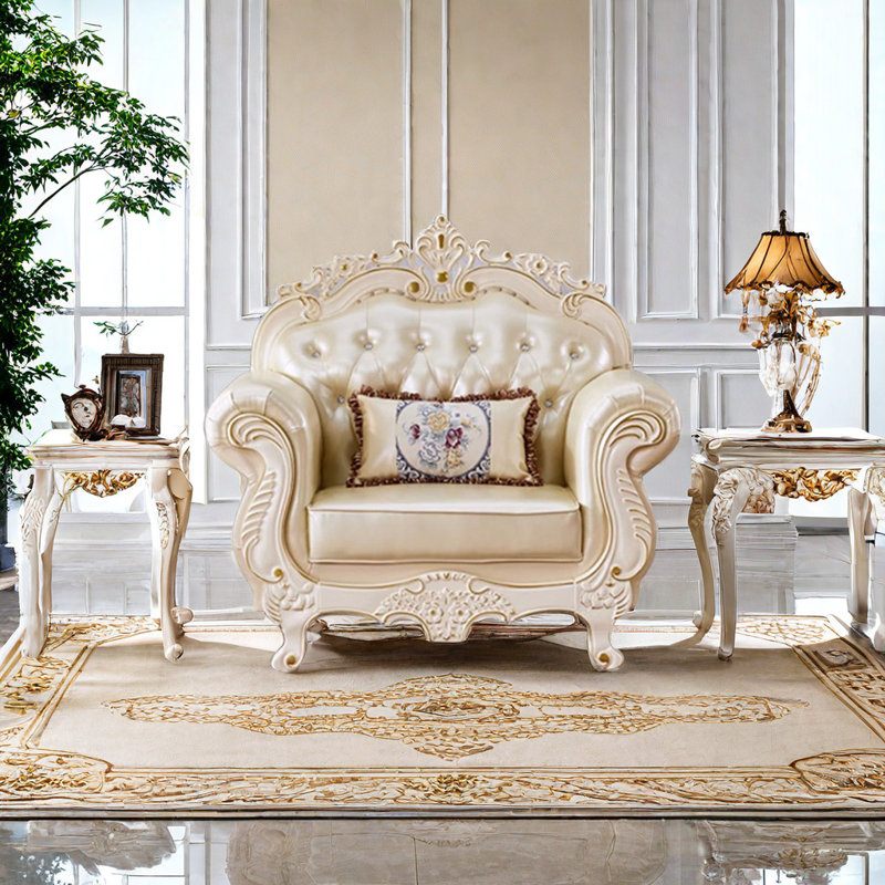 Fauteuil européen en cuir massif Luxury