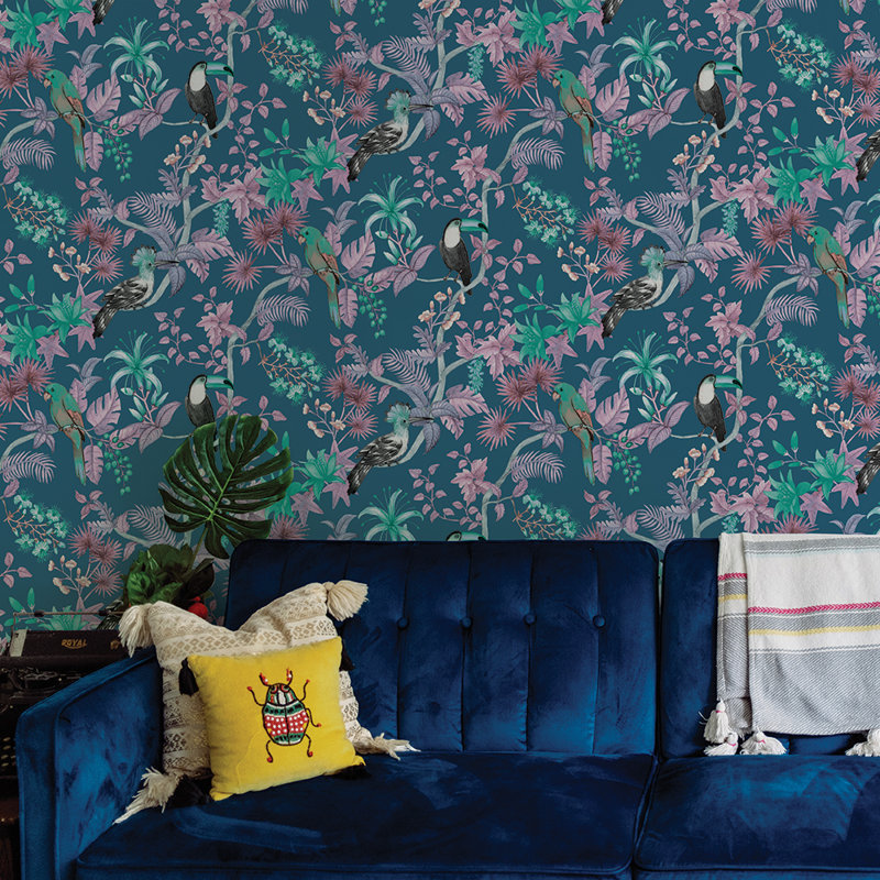 Lingle 33' L x 20.5" W Peel and Stick Wallpaper Roll, Blue