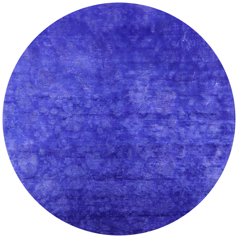 Tapis abstrait bleu, Rond 3 pi