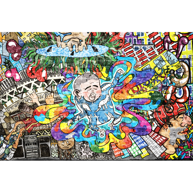 Cool Music Graffiti by Dorian2013 - Wrapped Canvas Print, 30cm H x 46cm W x 3.8cm D