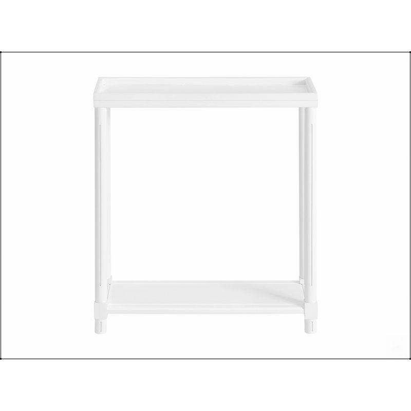 Ensemble de deux tables d'appoint étroites avec tablette, faciles à assembler sans outils.