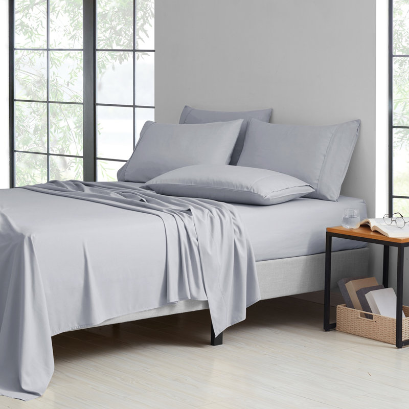  2000 Thread Count 6-Piece Sheet Set, King, Silver Grey