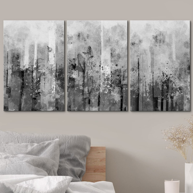 «Grunge Abstract Paint Stroke Effect Paint Splatter Show Abstract Shapes Abstract Art», art dramatique minimaliste gris foncé sur toile