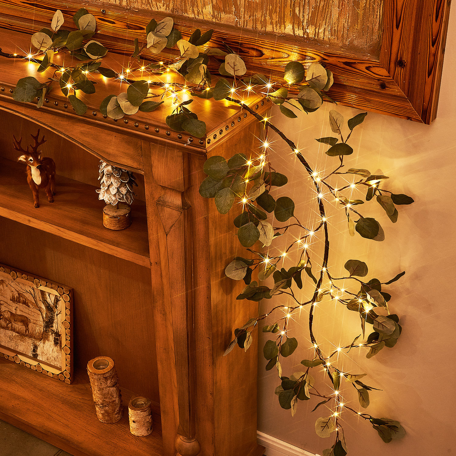 The Holiday Aisle® 5'10" Eucalyptus Pre-Lit Garland with 96 Warm Lights & Reviews | Wayfair