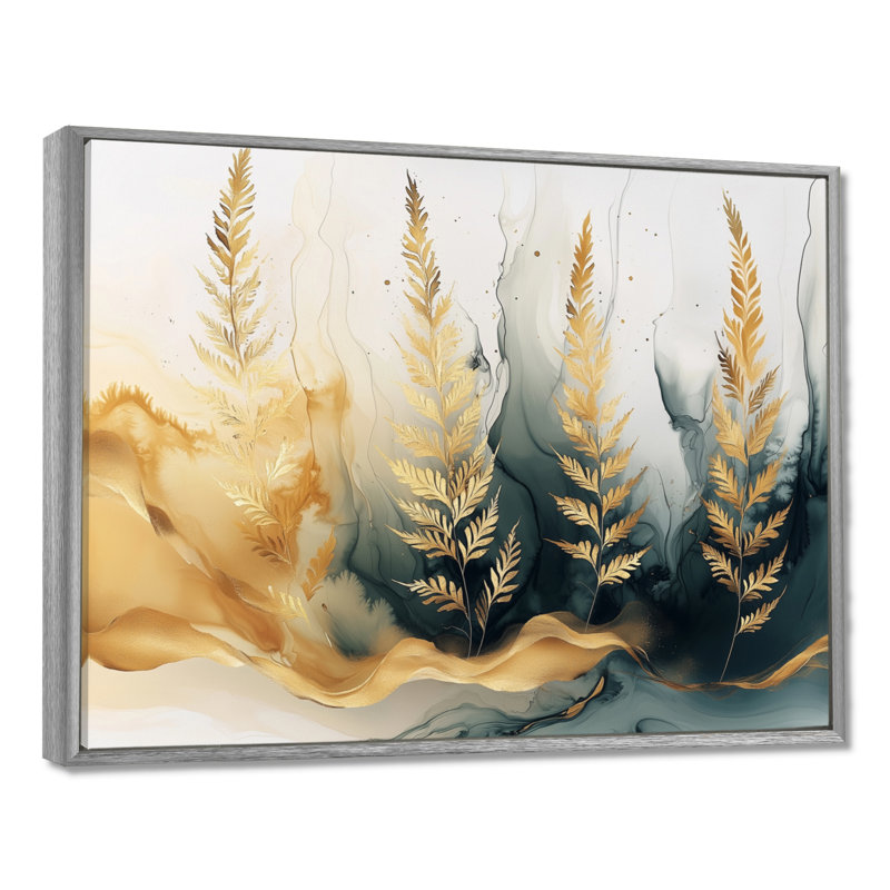 Doil - Floral Canvas Art Print, H 16 po x l 32 po, Impression encadrée flottante, Argent argent