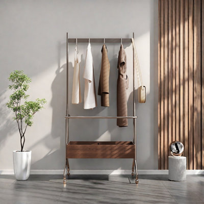Premium Solid Wood Coat Rack Stainless Steel
