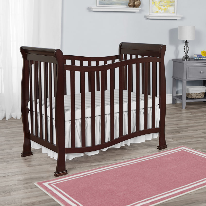 Espresso Pine 4-in-1 Convertible Mini Crib with Adjustable Mattress