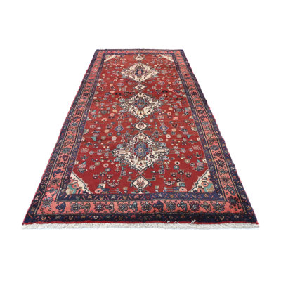 One-of-a-Kind Maroon Red Tribal 4X10 Oriental Runner Rug