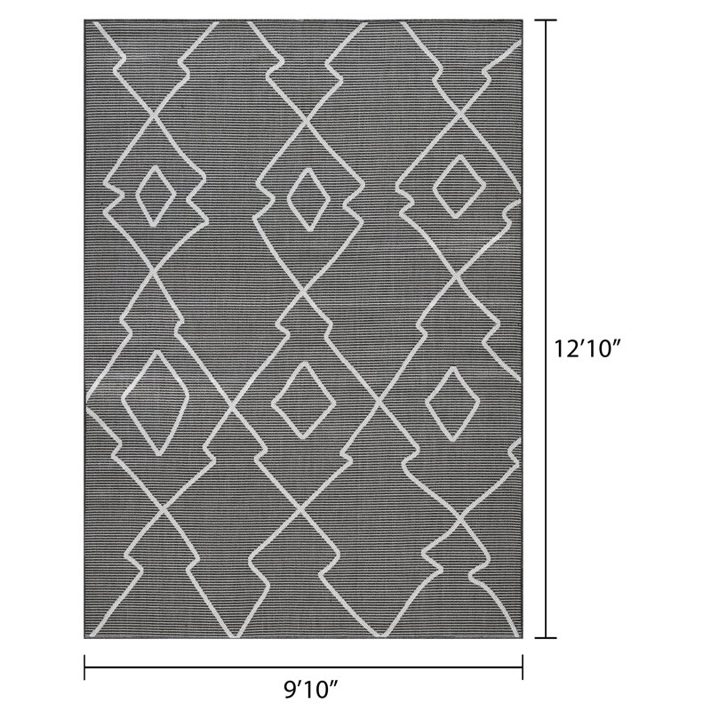 Kharter Geometric Indoor / Outdoor Rug, Rectangle 9'10" x 12'10"