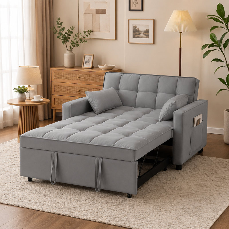 Canapé-lit convertible de 55,1 pouces, Gris