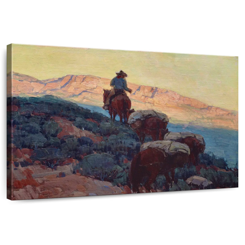 Lelar Cowboy sur le sentier, H 34 po x l 51 po