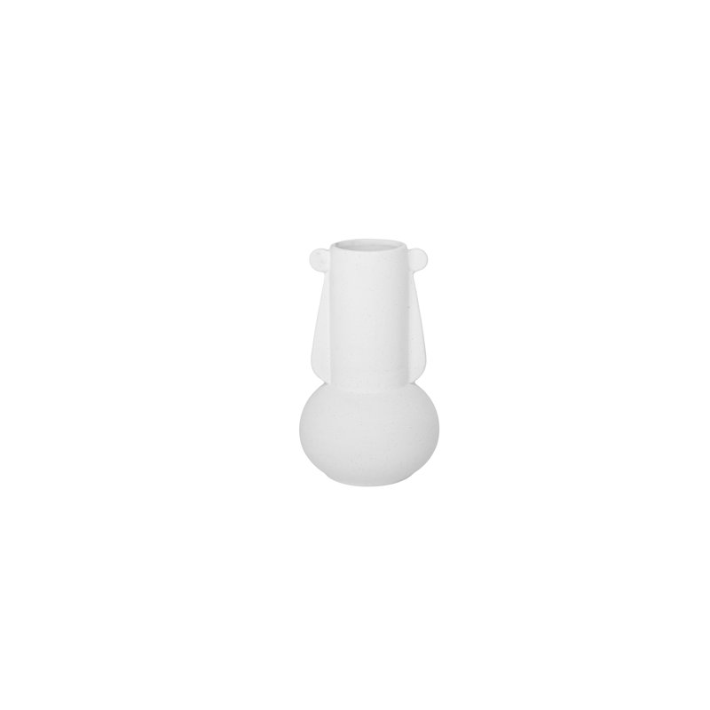 Vase en céramique émaillé sable blanc, 10" H x 6" W x 6" D