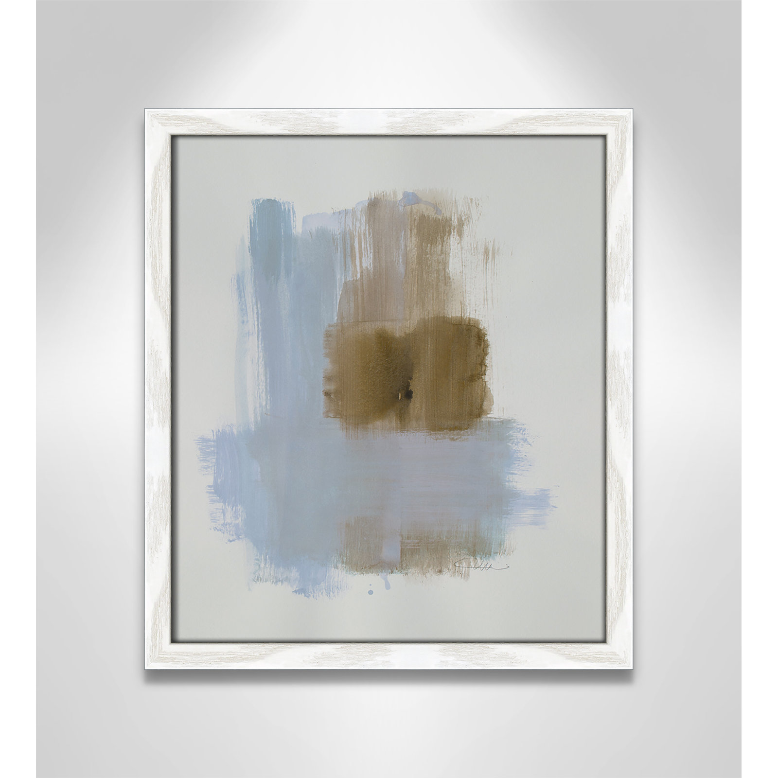 Powder Room Wash IV by Casa Fine Arts, 15" H x 13" W x 1.25" D  , White Slim Frame Unmatted