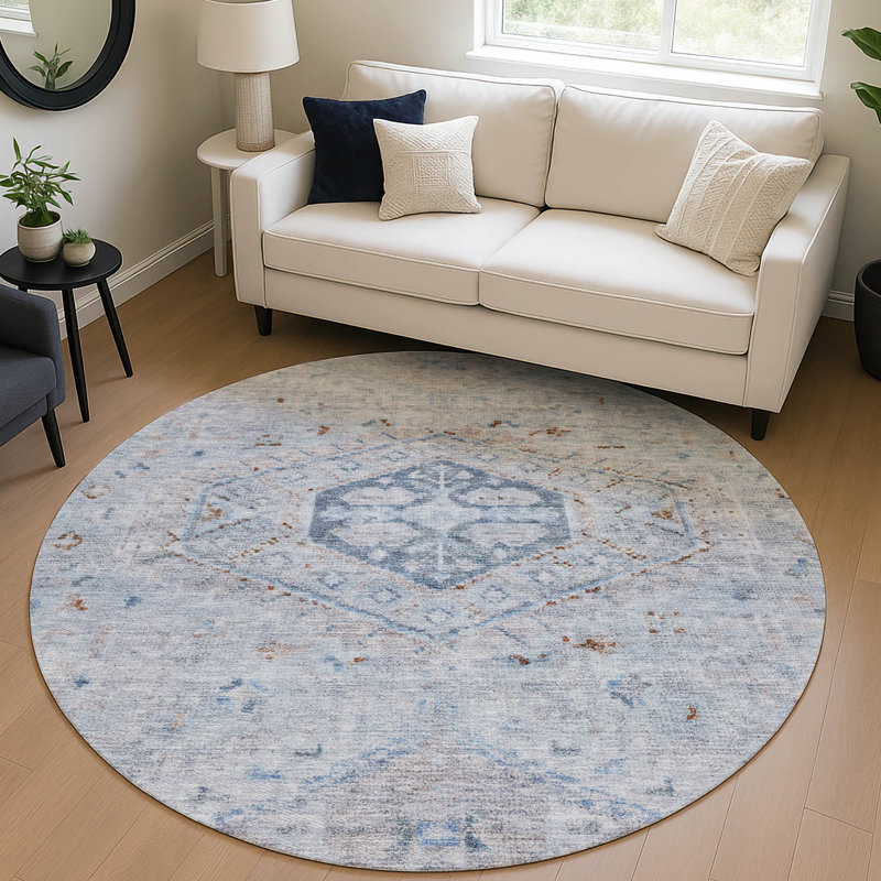 Machine Washable Indoor/Outdoor Chantille ACN2357 Traditional Rug, Round 8'