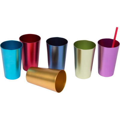 Baylen Retro 6-Piece 14 oz. Aluminum Drinking Glass Set