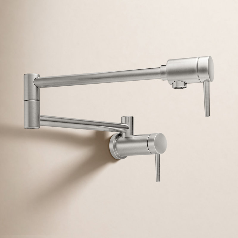 Robinet de cuisine contemporain avec remplisseur de marmite mural, Acier inoxydable Brilliance