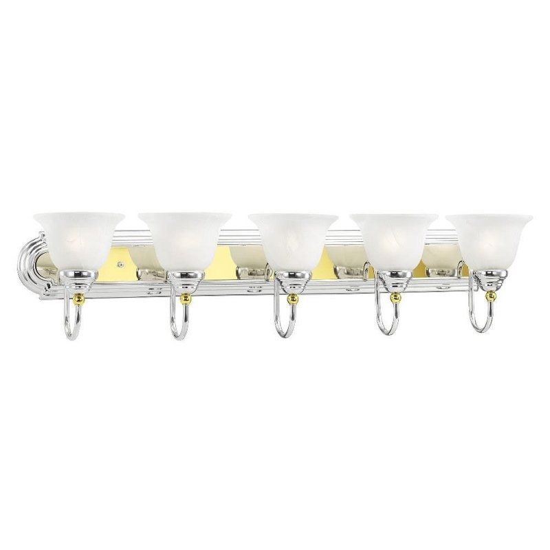 Éclairage pour meuble-lavabo 5 lumières Andelka, Chrome poli / laiton poli