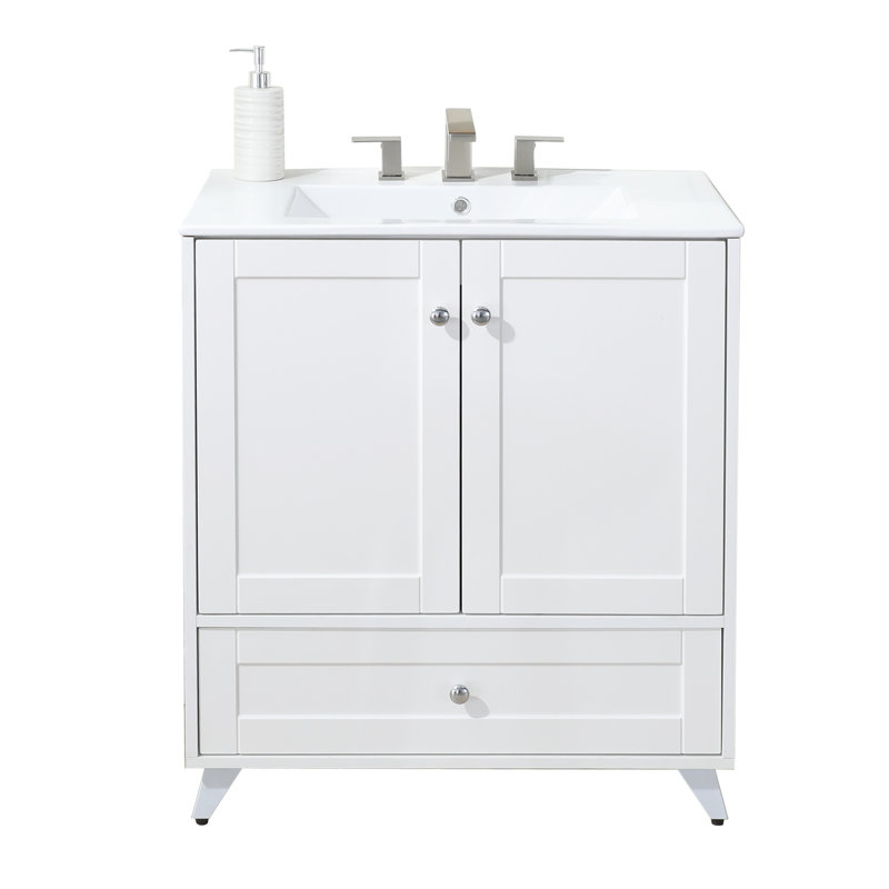 30'' White Modern Free-Standing Single Bathroom Vanity Set