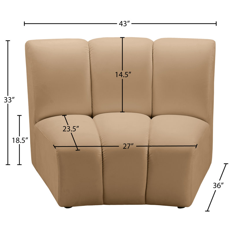Chaise d'appoint modulaire Madeline, velours doux, Velours chameau