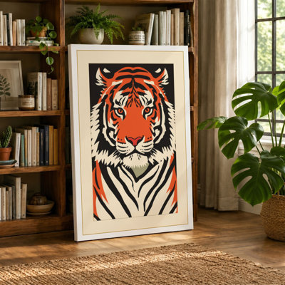 Tiger Face Forward Graphic Art - Wrapped Canvas