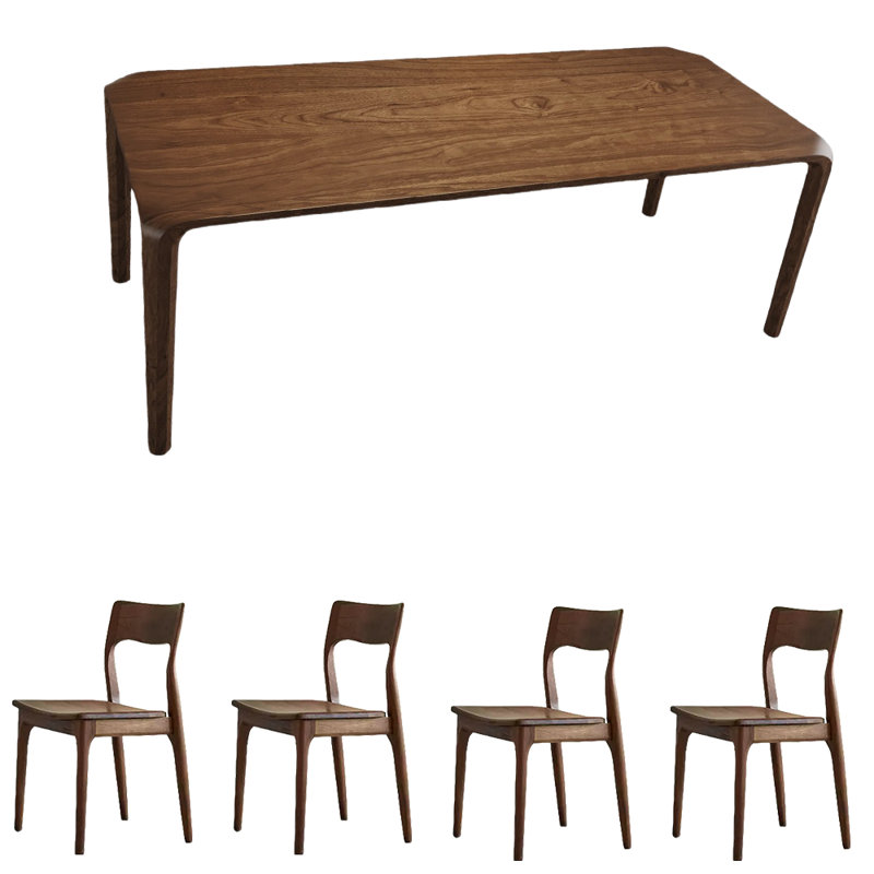 Ensemble de table de salle à manger rectangulaire en noyer, H 29,9 po x L 70,9 po x l 31,5 po