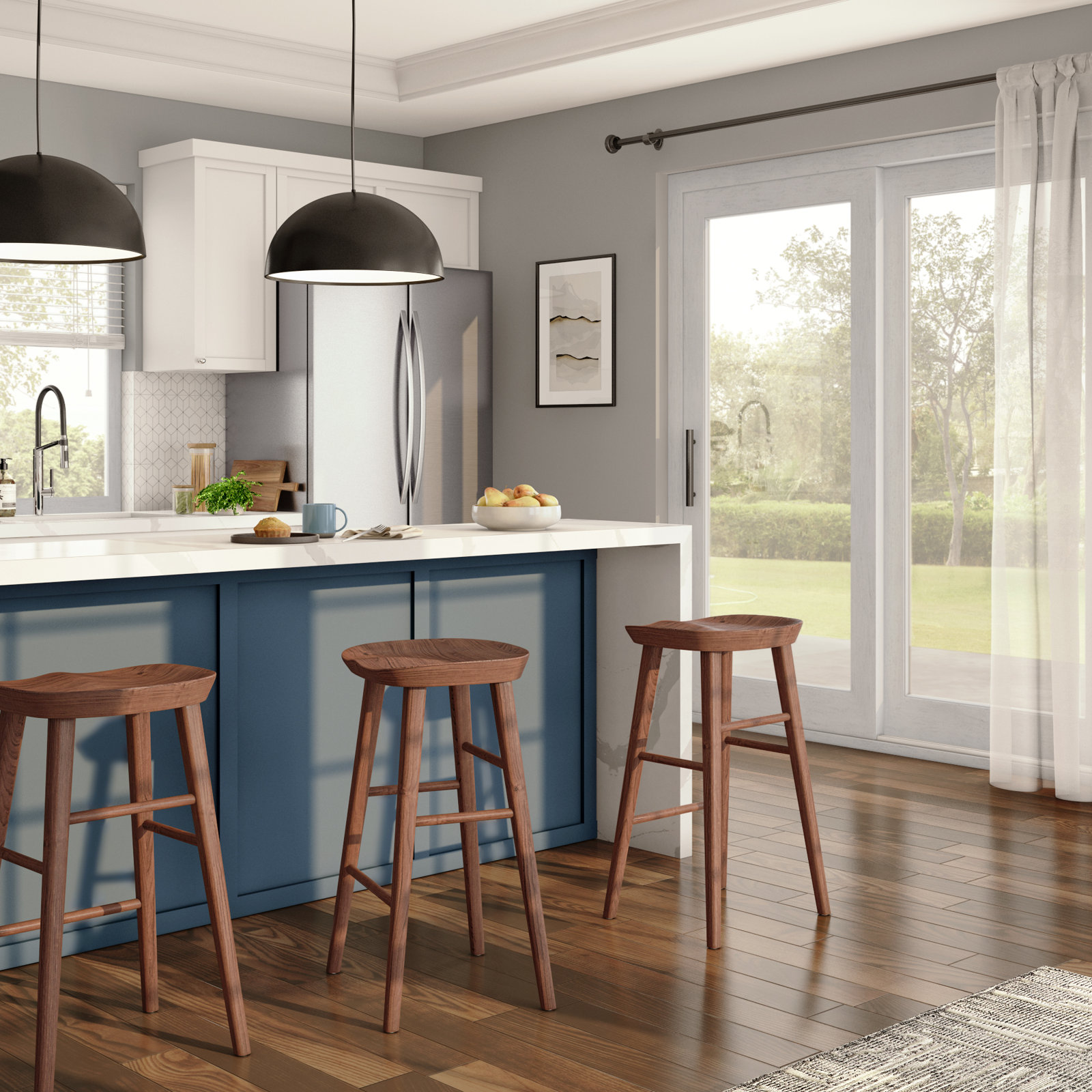Anzie 29" Bar Stool, Bar Stool (29.3" Seat Height), Walnut