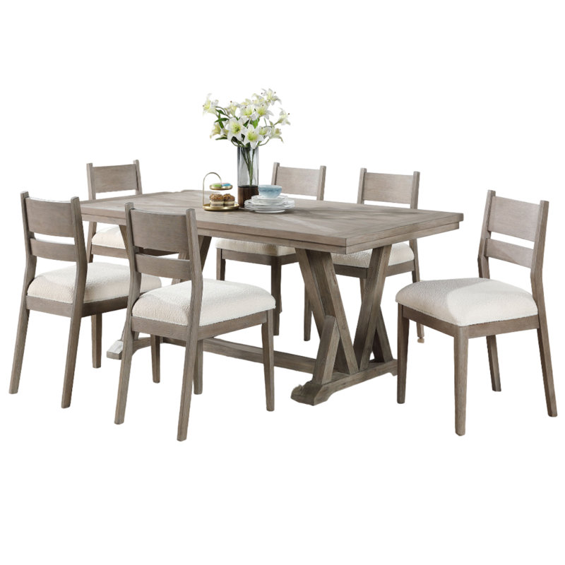 Coastal Grey 7-Piece Rectangular Dining Table Set