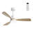 48 Inch White Indoor Ceiling Fan with Light, 3 Solid Wood Blades Remote Control Reversible DC Motor-125410509