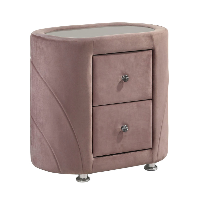 Élégante armoire de chevet rembourrée rose avec un tiroir pratique et un look sophistiqué