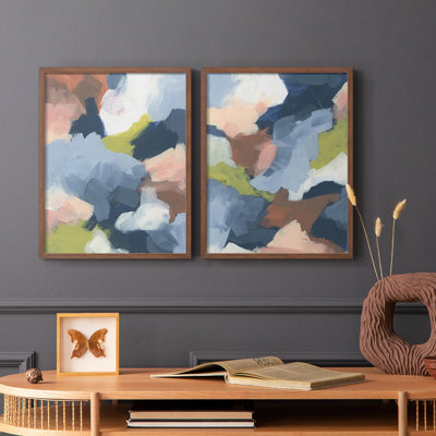 «Soft Indigo Atmosphere I», reproduction encadrée de qualité supérieure - prête à être accrochée - aucun clou requis - aucun clou requis